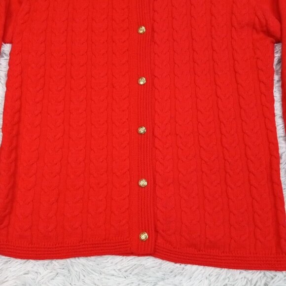 Vintage Quissett Cove Womens Sweater‎ Cardigan Red L Wool Button Up Cozy Comfort - Picture 3 of 10
